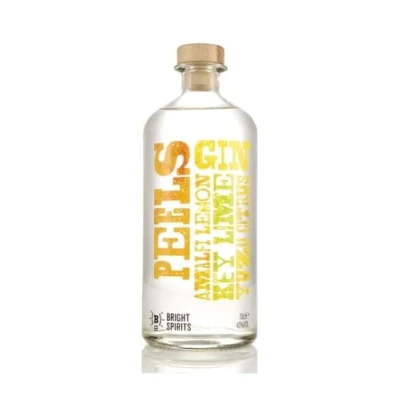 Image of Bright Spirits Peels Gin Zesty Citrus Craft Flavoured Distilled with Whole Fresh 100% Natural Flavour Award Winning Small Batch Juniper Led 40% ABV 70cl