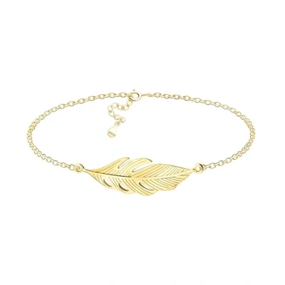Image of Sofia Milani Women&#039;s Bracelet 925 Silver Gold Plated Feather Wing Angel Pendant B0361