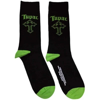 Image of Rock Off officially licensed products Tupac Green Cross Ankle Socks One Size