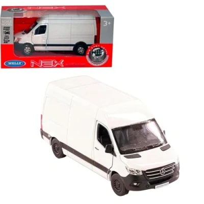 Image of D.A.Y. Republic Official Licensed Mercedes Benz Sprinter White Panel Van 1:48 scale Metal Die Cast Pull Back Action Toy Model