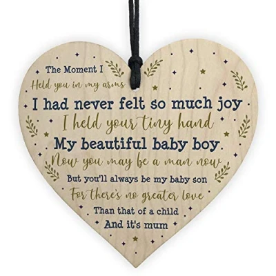 Image of RED OCEAN Gifts For Son Birthday Christmas Wooden Heart Gift From Mum Dad Keepsake