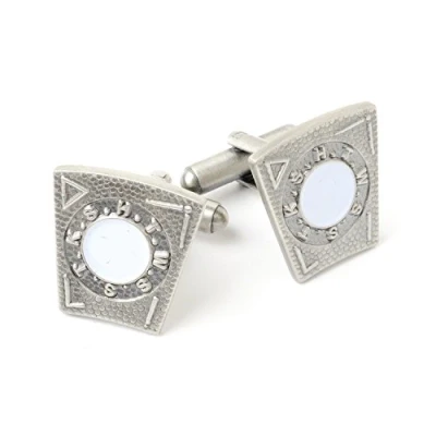 Image of The Masonic Collection Mark Degree Keystone Cufflinks Silver Plated Comes in Velvet Pouch/Cufflink Box Option A Useful Gift Accessory for Freemason Men