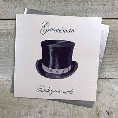 Image of White Cotton Cards Groomsman Thank You So Much Wedding Handmade Card, White, PD21a