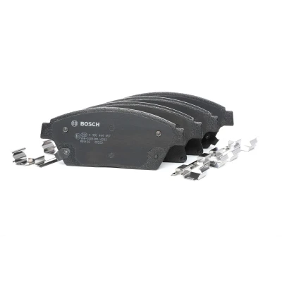 Image of 22799077 Brake pad set BOSCH 0 986 494 657 Low Metallic with acoustic wear warning anti squeak plate, mounting manual VAUXHALL: Astra Mk6