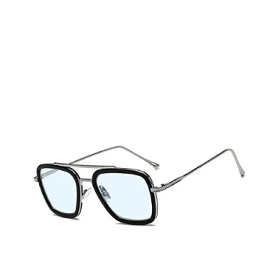 Image of Stark/Parker EDITH Style Sunglasses Silver Frame/Light Blue Lens