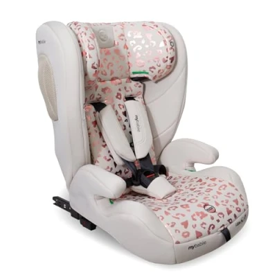 Image of My Babiie MBCS75 Toddler to Booster R129 Child Car Seat ISOFIX with Top Tether, Harness, 76 150cm (Approx. 9 36kg, 15 Months 12 Years), i Size, Group 1/2/3, Adjustable, Forward Facing Pink