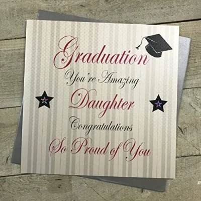 Image of WHITE COTTON CARDS Amazing Daughter Congratulations So Proud of You Handmade Graduation Card, Large, XPD164 D