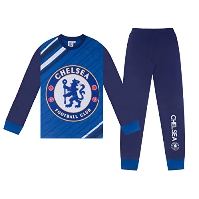 Image of Chelsea FC Official Gift Boys Sublimation Long Pyjamas Royal 5 6 Years