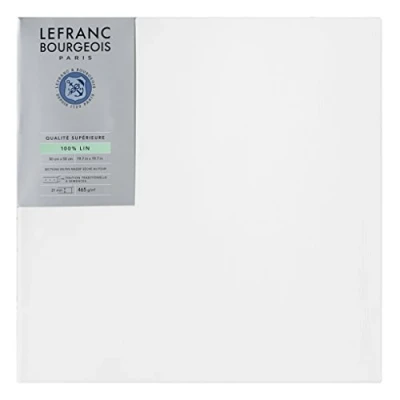 Image of Lefranc &amp; Bourgeois 111242 Stretcher Frame Made of 100% Linen in Premium Quality, Ready to Use, Primed with Titanium Dioxide Gesso, Nailed Side on Solid Pine Wood 50 x cm