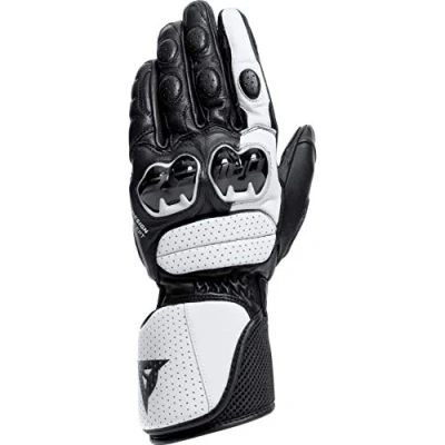 Image of Dainese Impeto Gloves, Leather Motorbike Gloves with Knuckle Protectors, Touchscreen Compatibility, Unisex Motorcycle for Men or Women, Black/White, L