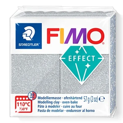 Image of STAEDTLER 8010 812 FIMO Effect Oven Hardening Polymer Modelling Clay Glitter Silver (57g)