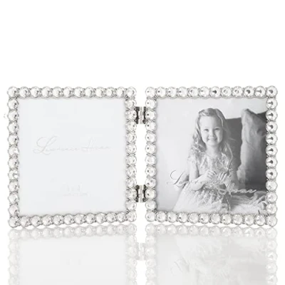 Image of 4x4 Silver Metal Sparkle Double Frame Clear Brilliance