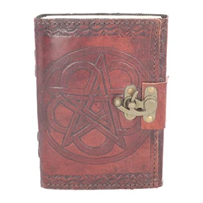 Image of Nemesis Now Pentagram Leather Journal With Lock 20cm Brown