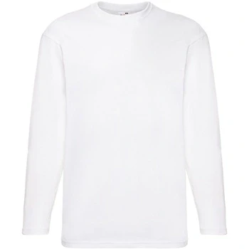 Image of Fruit of the Loom Mens Valueweight Crew Neck Long Sleeve T Shirt (S) (White)