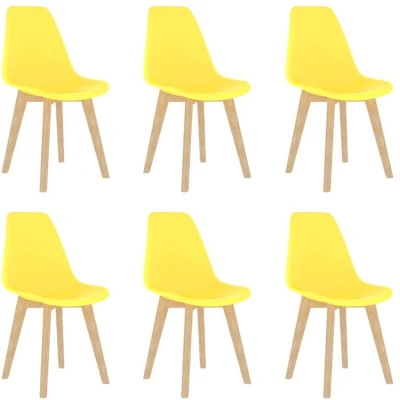 Image of vidaXL Dining Chairs 6 pcs Yellow Plastic