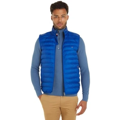 Image of Tommy Hilfiger Men&#039;s Packable Recycled Vest Mw0mw18762 Vests, Blue (Ultra Blue), L