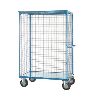 Image of Distribution Trolley Without Doors; Fixed/Swivel Castors; Steel; Blue
