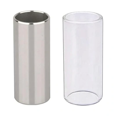 Image of Guitar Slides,1x Glass Slide and 1x Stainless Steel Slider for Electric Acoustic Bass 6cm