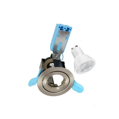 Image of Ansell iCage GU10 downlight with Aurora 5W 4000K Dimmable Satin Chrome Adjustable