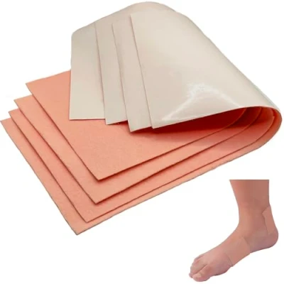 Image of Moleskin Fleecy Web Chiropody Felt Bumper Pack 4 Sheets (20cm x 45cm 1mm) Foam Padding Self Adhesive for Corns, Ulcers and Blisters Foot Dressing Podiatry