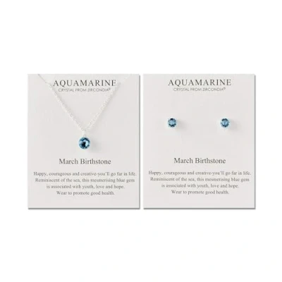 Image of Philip Jones March (Aquamarine) Birthstone Necklace &amp; Earrings Set Created with Zircondia® Crystals