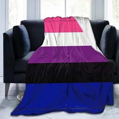 Image of Gender Fluid Pride Flag Blanket Fleece Throw Soft Flannel Decor For Couch Sofa Gifts 80&quot;X60&quot;