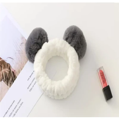 Image of LEEMASING Cute Panda Ear Soft Women Headband Head Wrap Hair Band For Washing Face Beauty Skincare Shower