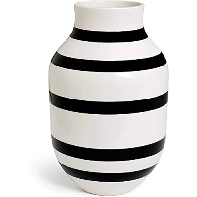 Image of Kähler Vase H31 cm Omaggio Original Design with Hand Painted Stripes, Black