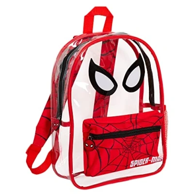 Image of Marvel Spiderman Backpack Boys Swim Bag Clear Wipeable School Rucksack Kids Transparent Swimming Beach