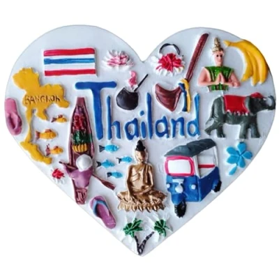 Image of 3D Heart Shape Thailand Fridge magnet Travel Souvenir Gift,Home &amp; Kitchen Decoration Magnetic Sticker refrigerator collection