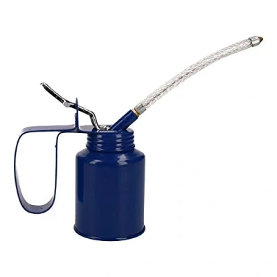 Image of 1/4 Pint Oil Lubricant Metal Can with Flexible Spout Thumb Pump Trigger Action