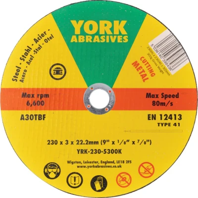 Image of York 230X3X22MM A30 T BF Type 41 Reinforced Cutting Disc