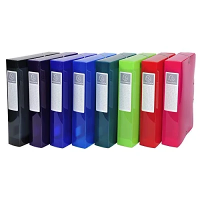 Image of Exacompta Ref 59660E Iderama Collection PP Elasticated Filing Box 250 x 330mm in Size, Suitable for A4 Documents, 60mm Spine Assorted Colours (Pack of 8)
