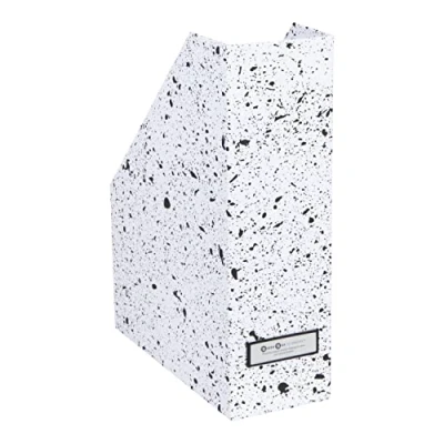 Image of Bigso Box of Sweden Standing Magazine Storage with Label Document Holder Made Fibreboard and Paper Desk Organiser for Files, Documents or Magazines Black Speckled