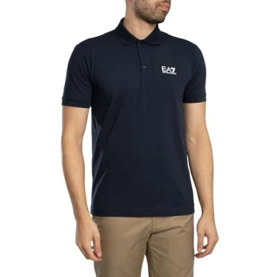 Image of EA7 Men&#039;s Chest Logo Polo Shirt, Blue, M