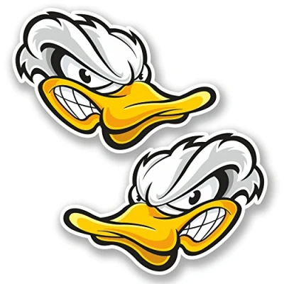 Image of 2 x 10cm Angry White Duck Head Vinyl Sticker Laptop Helmet Car Bike Kids #5692 (10cm Wide 7cm Tall)