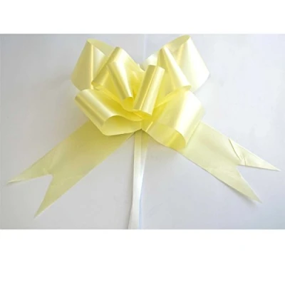Image of SHATCHI Large 30mm/3cm Ribbon Pull Bows for Party Wall, Gift Wraps, Christmas Trees, Wedding, Birthday Hampers Decoration Florist, Light Yellow, 10pcs