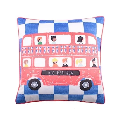 Image of Bedlam On The Move Velvet Cushion Cover 43 x 43cm in Blue