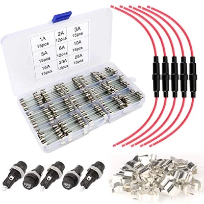 Image of Gebildet 126pcs 6x30mm Fast Blow Glass Fuses + 5pcs AGC Fuse Holder Inline Screw Type Panel Mount 30pcs Seat, Quick Car Tube Assorted Kit