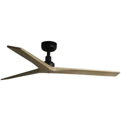 Image of Klim Medium Black, Light Oak Wood DC Ceiling Fan 6 Speed