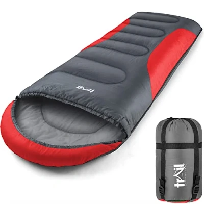Image of Trail Envelope Sleeping Bag With Snug Hood, Single Adult, 3 Season, Water Resistant, Lightweight Compact Bag, Outdoor, Camping, 250g Filling