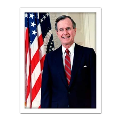 Image of Artery8 US President George Bush Senior Official Portrait Photo Artwork Framed Wall Art Print 18X24 Inch