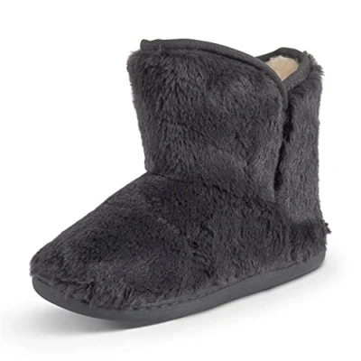 Image of Polar Womens Memory Foam Indoor Faux Fur Fleece Bootie Rubber Sole Comfort Outdoor Anti Slip Durable Slippers Black AYC0863 EU41/UK8