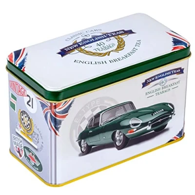 Image of New English Teas Jaguar E Type Tea Tin with 40 Breakfast Teabags