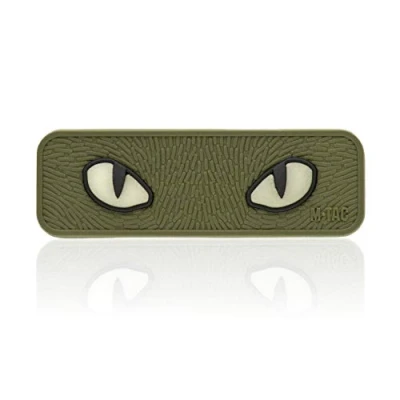 Image of M Tac Cat Eyes Morale Patch Tactical Hook Fasteners (Olive)