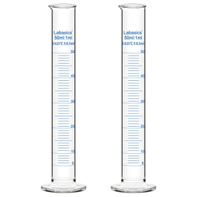 Image of Labasics 2 Pack 50 ml Borosilicate Glass Graduated Cylinder Measuring