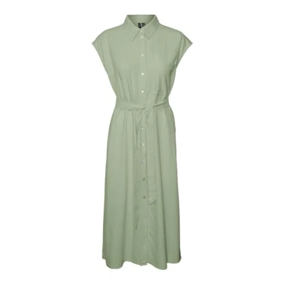 Image of VERO MODA Women&#039;s Vmmymilo Sl Calf Shirt Dress WVN Ga, Reseda Green, S