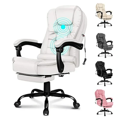 Image of ELFORDSON Home Office Chair with Massage Function, White