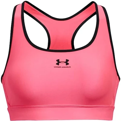 Image of Under Armour Womens HeatGear Mid Padless Sports Bra Cerise S