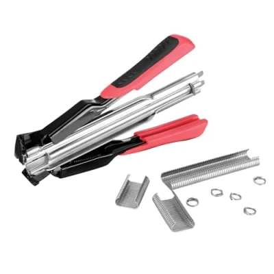 Image of Hog Ring Pliers Automatic Fencing with 2500PCS Galvanised Fence Rings C Type Nails Kit Wire Mesh Pet Cages Car Mattresses
